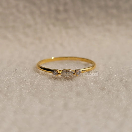14K Gold Marquise Diamond Dainty Rings