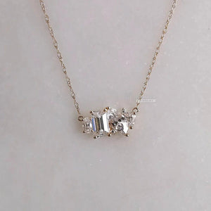 14K Gold Multi Shape Moissanite Pendant Necklace