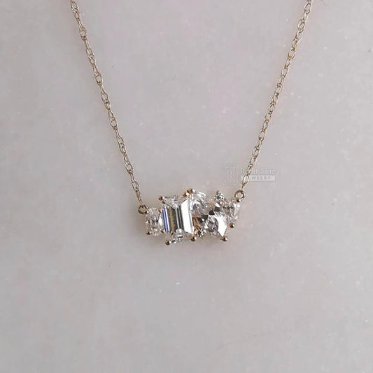 14K Gold Multi Shape Moissanite Pendant Necklace - Riant Fine Jewelry