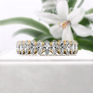 14K Gold Oval Diamond Wedding Band For Women