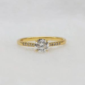 14K Gold Round Diamond Engagement Ring for Women