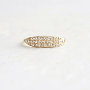 14K Gold Round Diamond Three Row Wedding Band