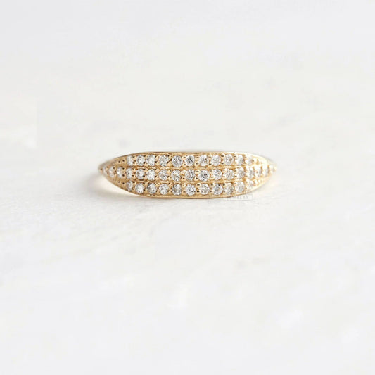 14K Gold Round Diamond Three Row Wedding Band - Riant Fine Jewelry LLC