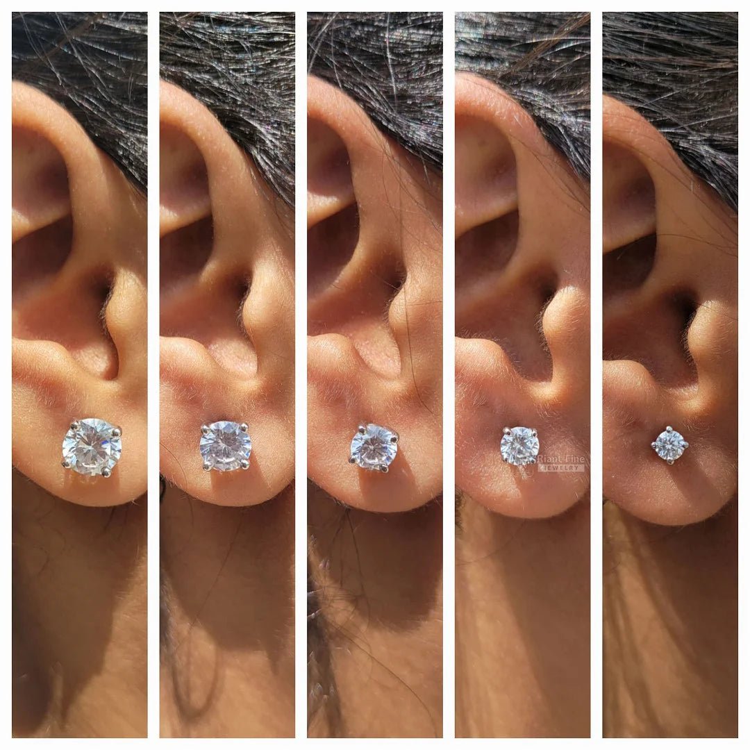 14K Gold Solitaire Round Diamond Stud Earrings For Her - Riant Fine Jewelry