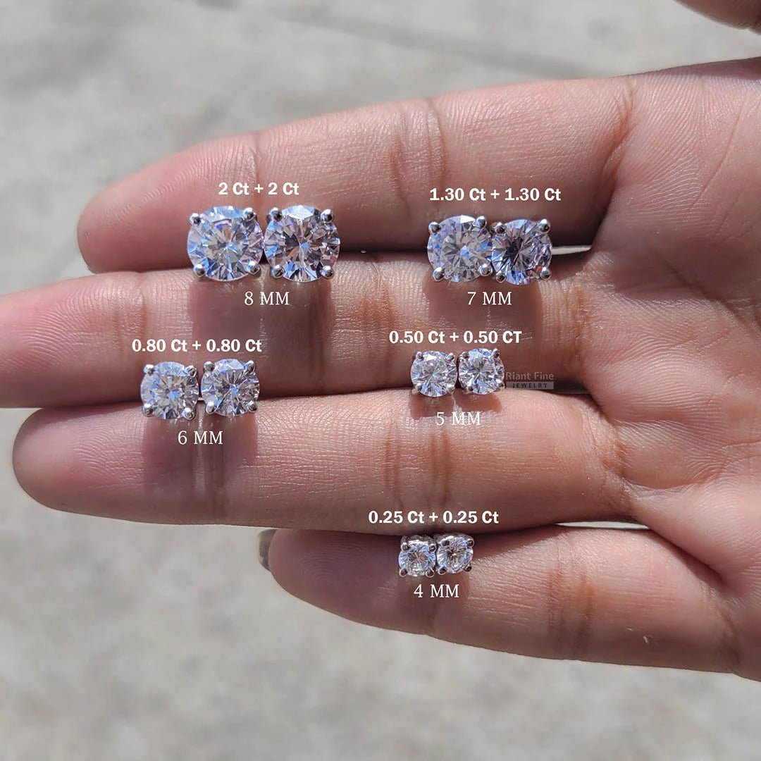 14K Gold Solitaire Round Diamond Stud Earrings For Her - Riant Fine Jewelry