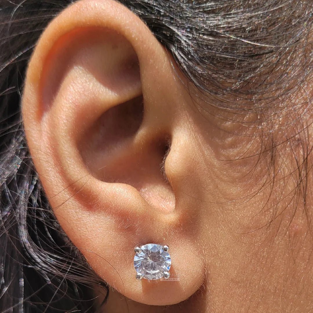 14K Gold Solitaire Round Diamond Stud Earrings For Her - Riant Fine Jewelry