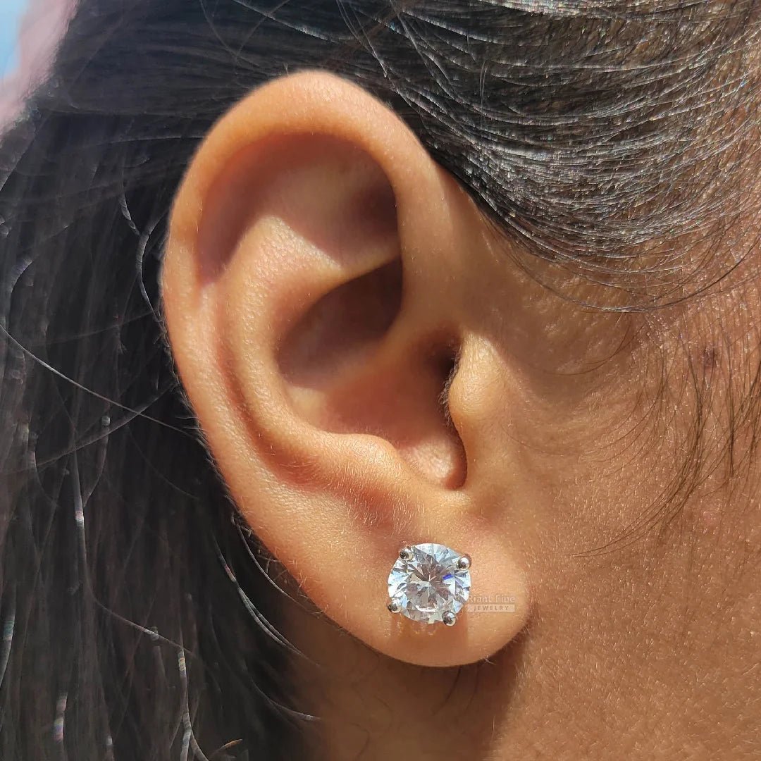 14K Gold Solitaire Round Diamond Stud Earrings For Her - Riant Fine Jewelry