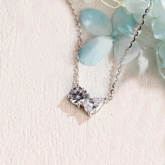 14K Gold Toi Et Moi Moissanite Necklace For Her - Riant Fine Jewelry