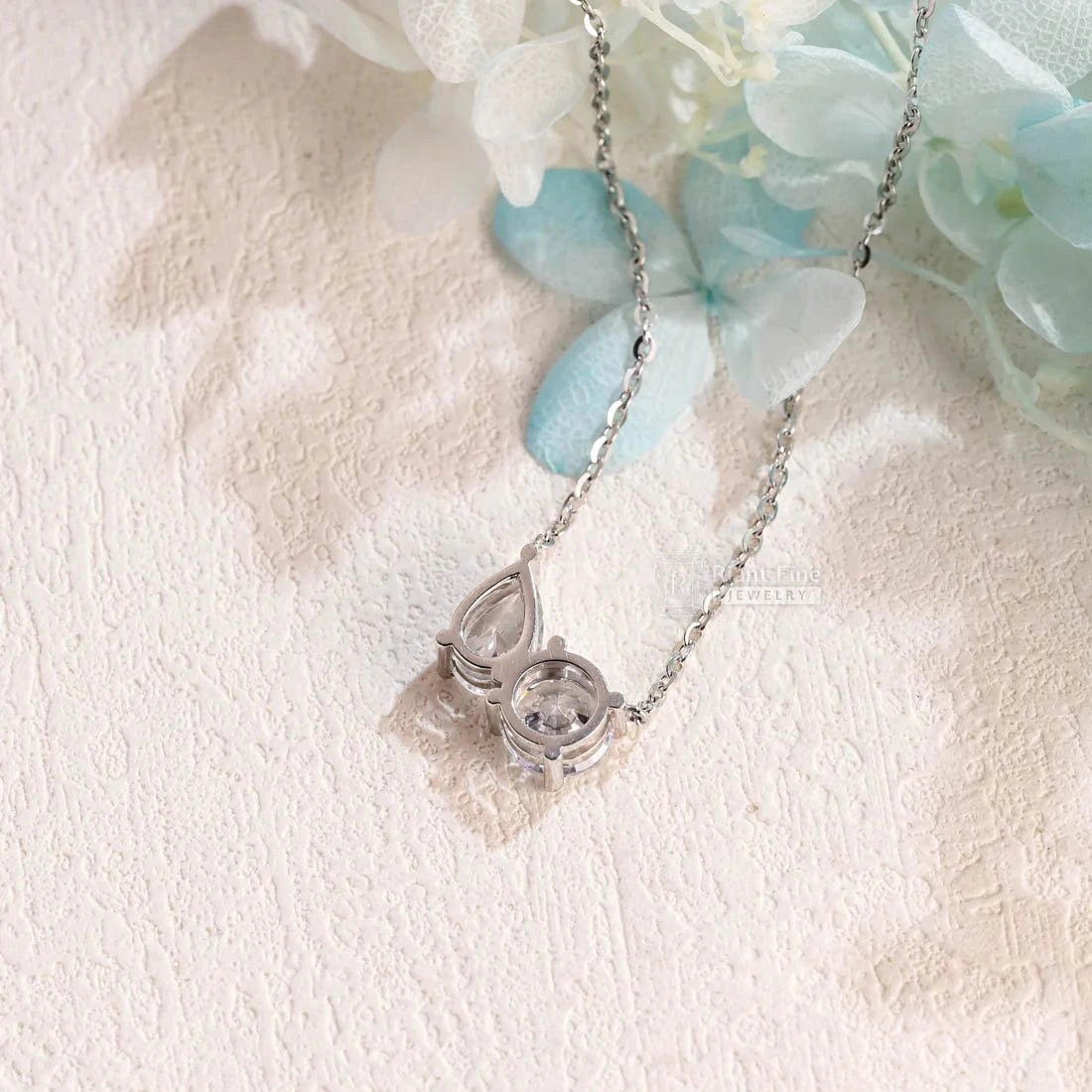 14K Gold Toi Et Moi Moissanite Necklace For Her - Riant Fine Jewelry