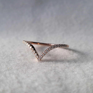 14K Rose Gold Curved Wedding Bands with Diamonds