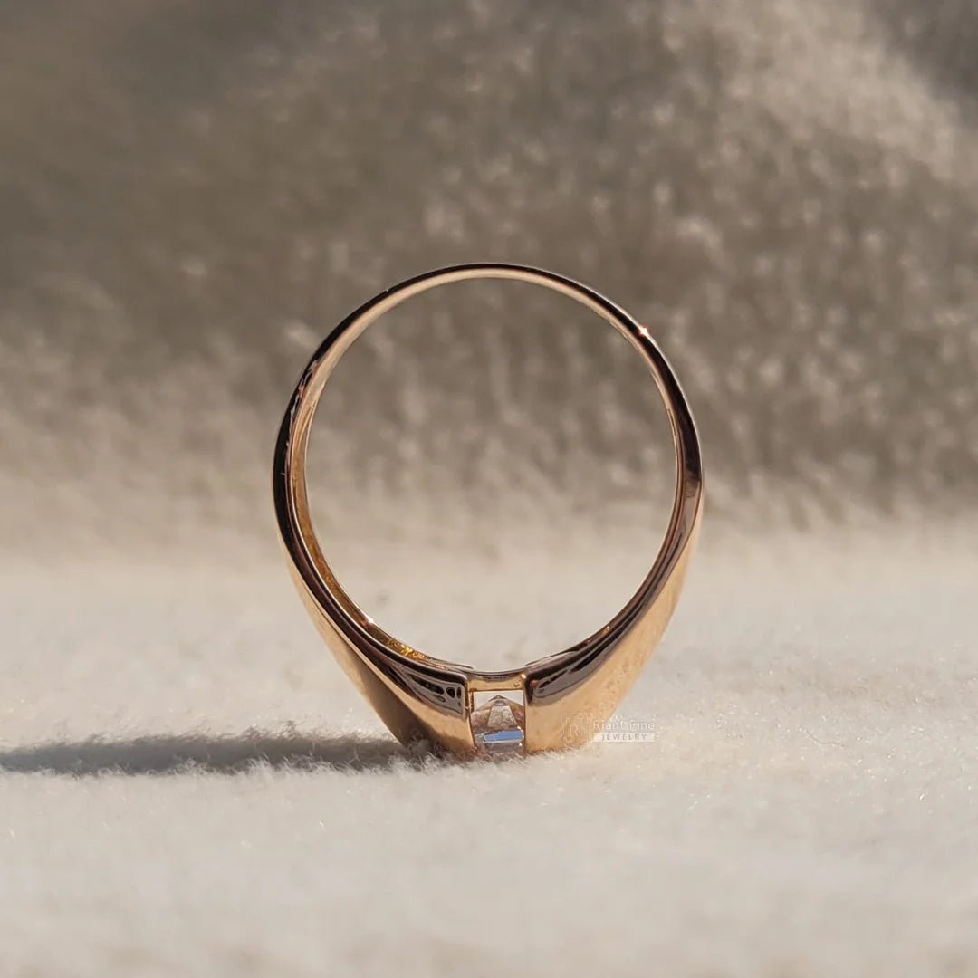 14K Rose Gold Hexagon Diamond Chunky Unisex Ring - Riant Fine Jewelry