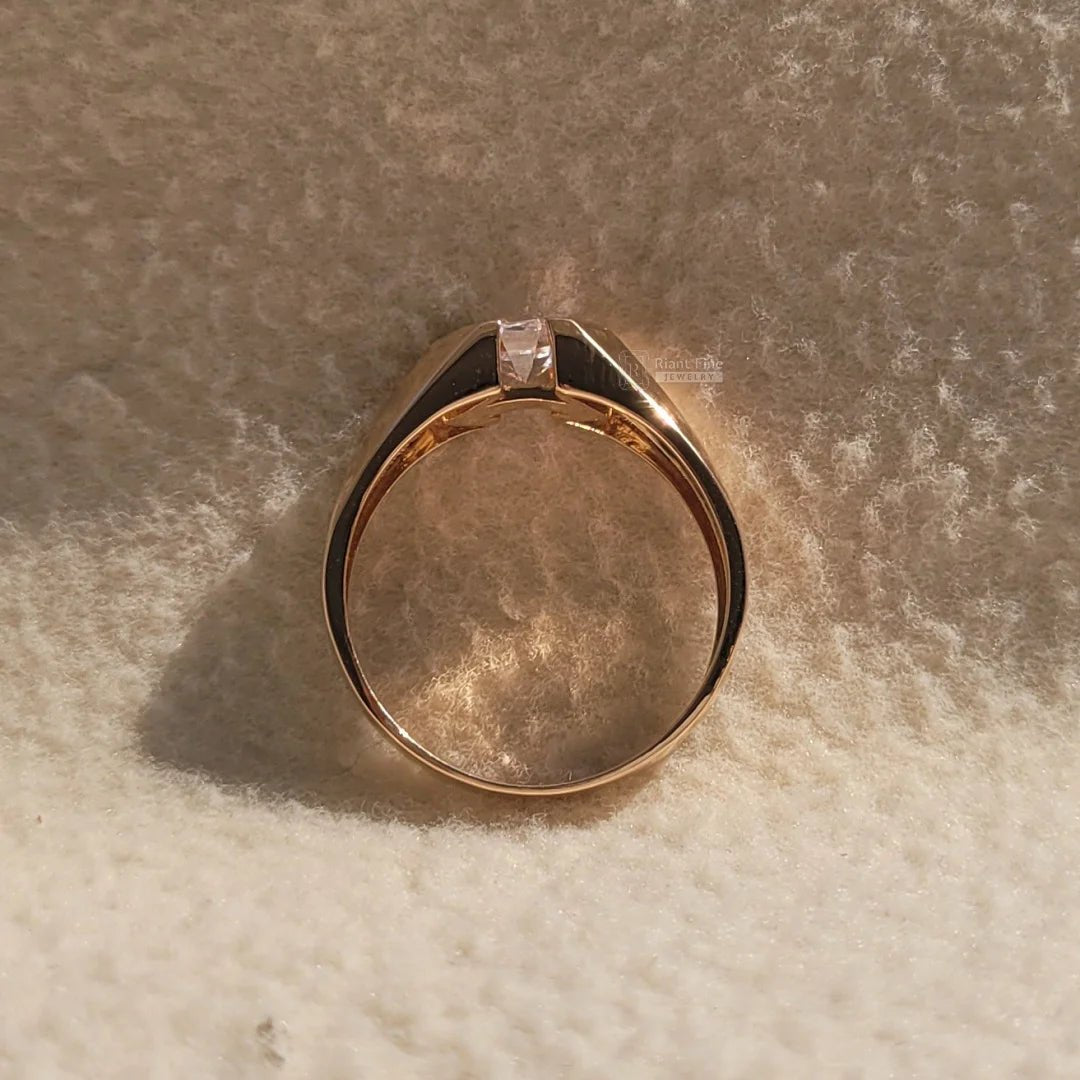 14K Rose Gold Hexagon Diamond Chunky Unisex Ring - Riant Fine Jewelry