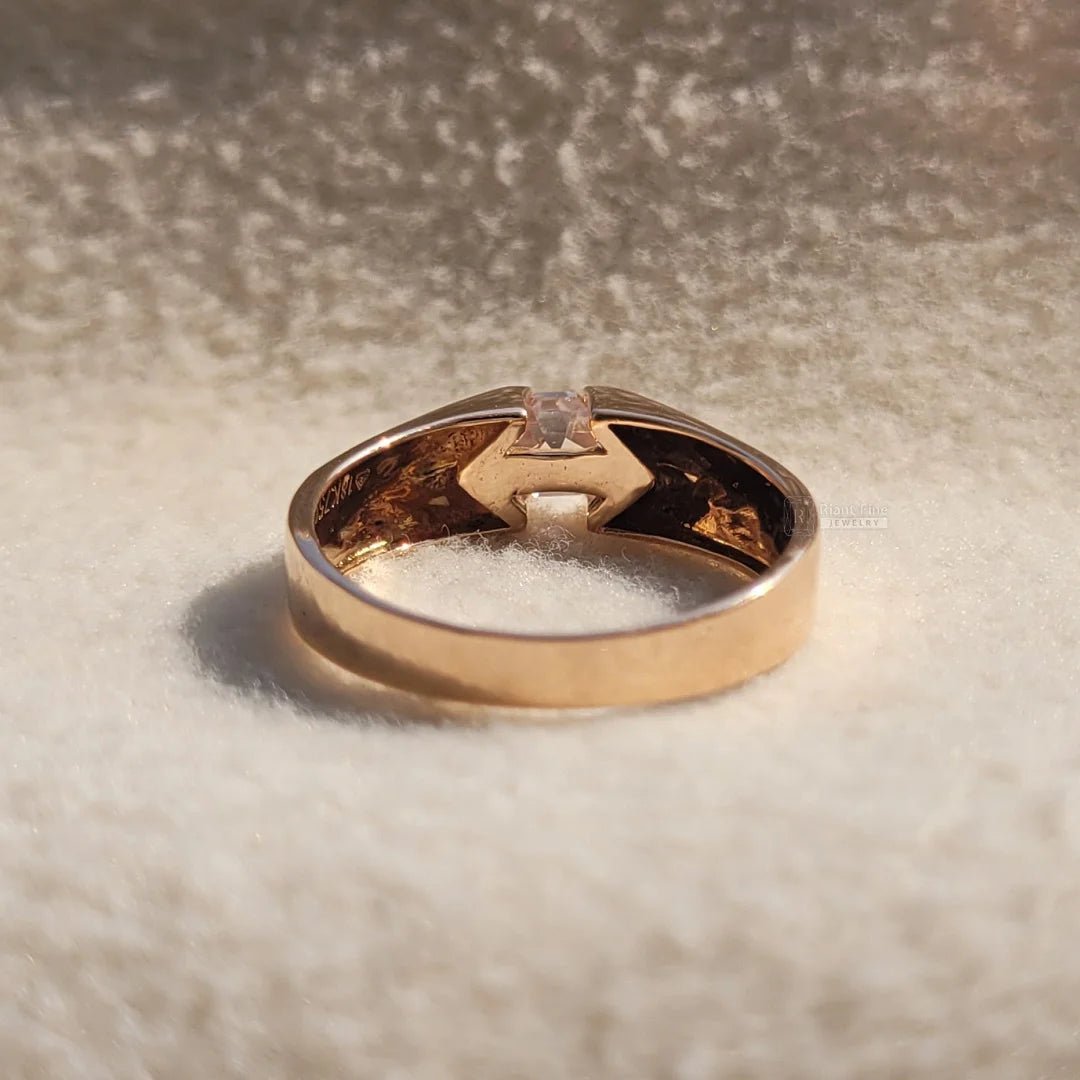 14K Rose Gold Hexagon Diamond Chunky Unisex Ring - Riant Fine Jewelry