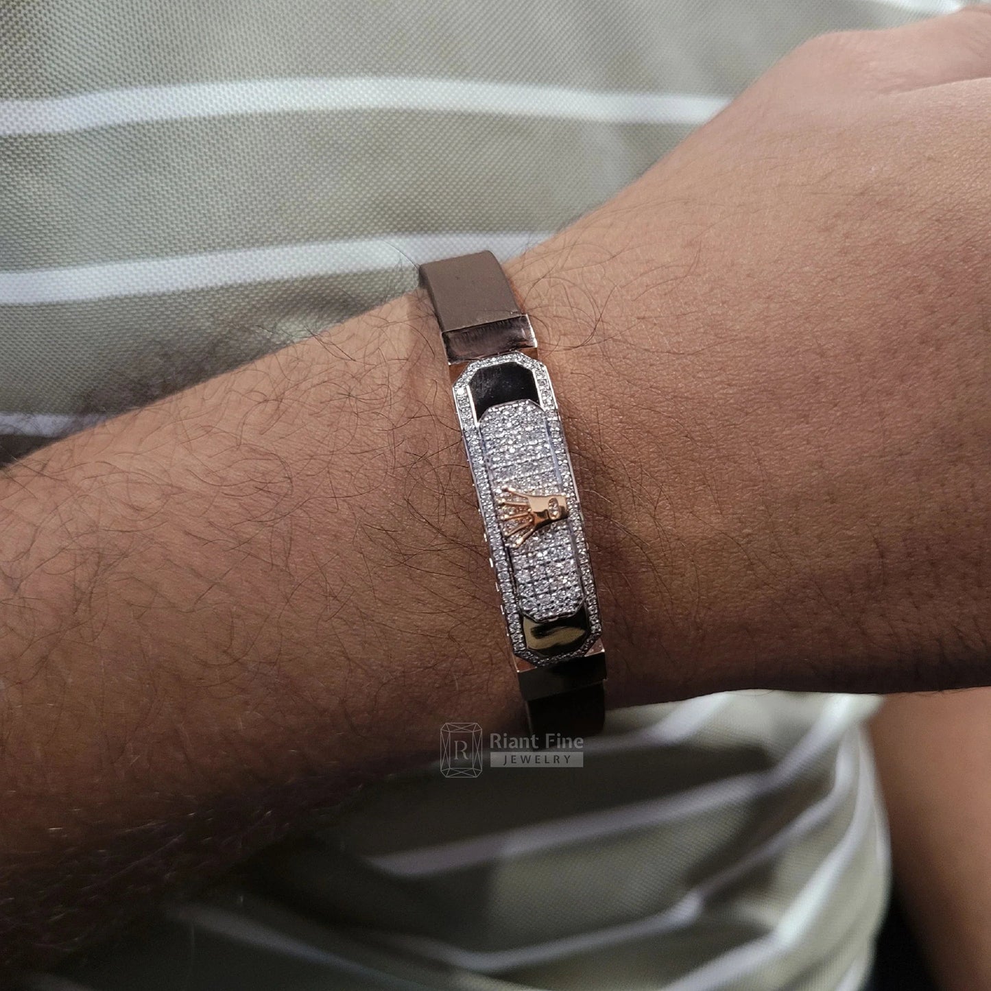 14K Rose Gold Men's Lab Grown Diamond Bracelet - Riant Fine Jewelry LLC