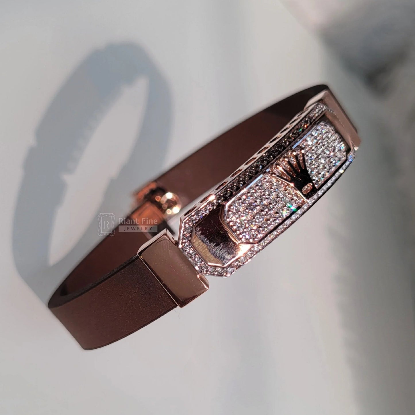 14K Rose Gold Men's Lab Grown Diamond Bracelet - Riant Fine Jewelry LLC