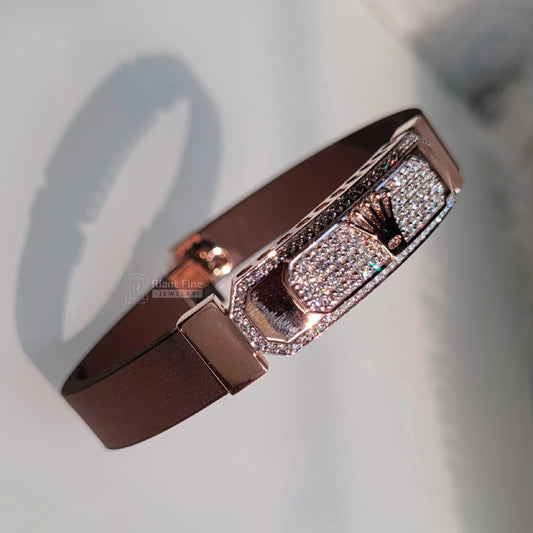 14K Rose Gold Men's Lab Grown Diamond Bracelet - Riant Fine Jewelry LLC