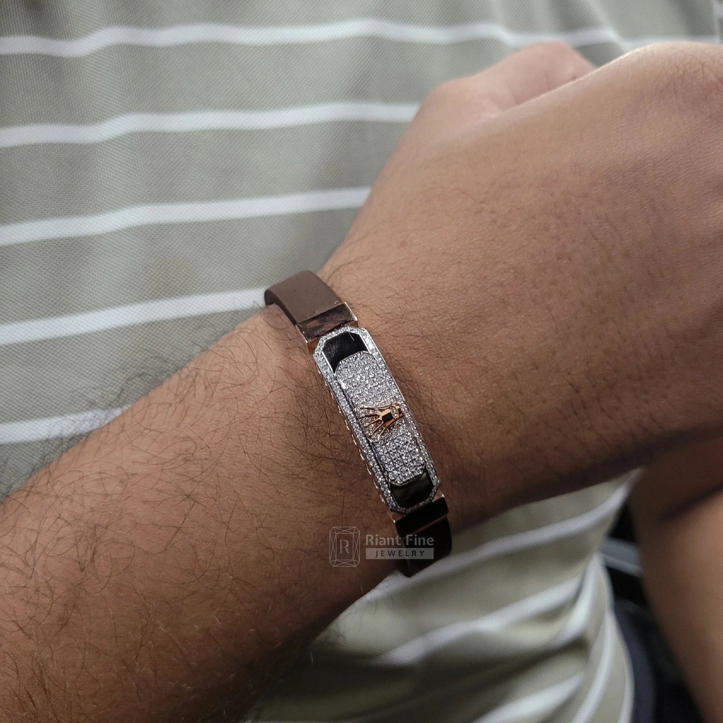 14K Rose Gold Men's Lab Grown Diamond Bracelet - Riant Fine Jewelry LLC