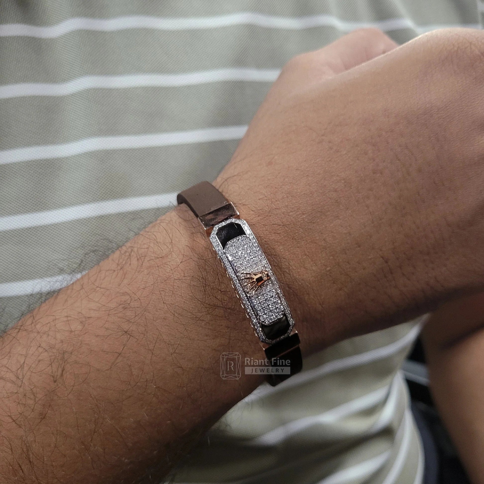 14K Rose Gold Men's Lab Grown Diamond Bracelet - Riant Fine Jewelry LLC