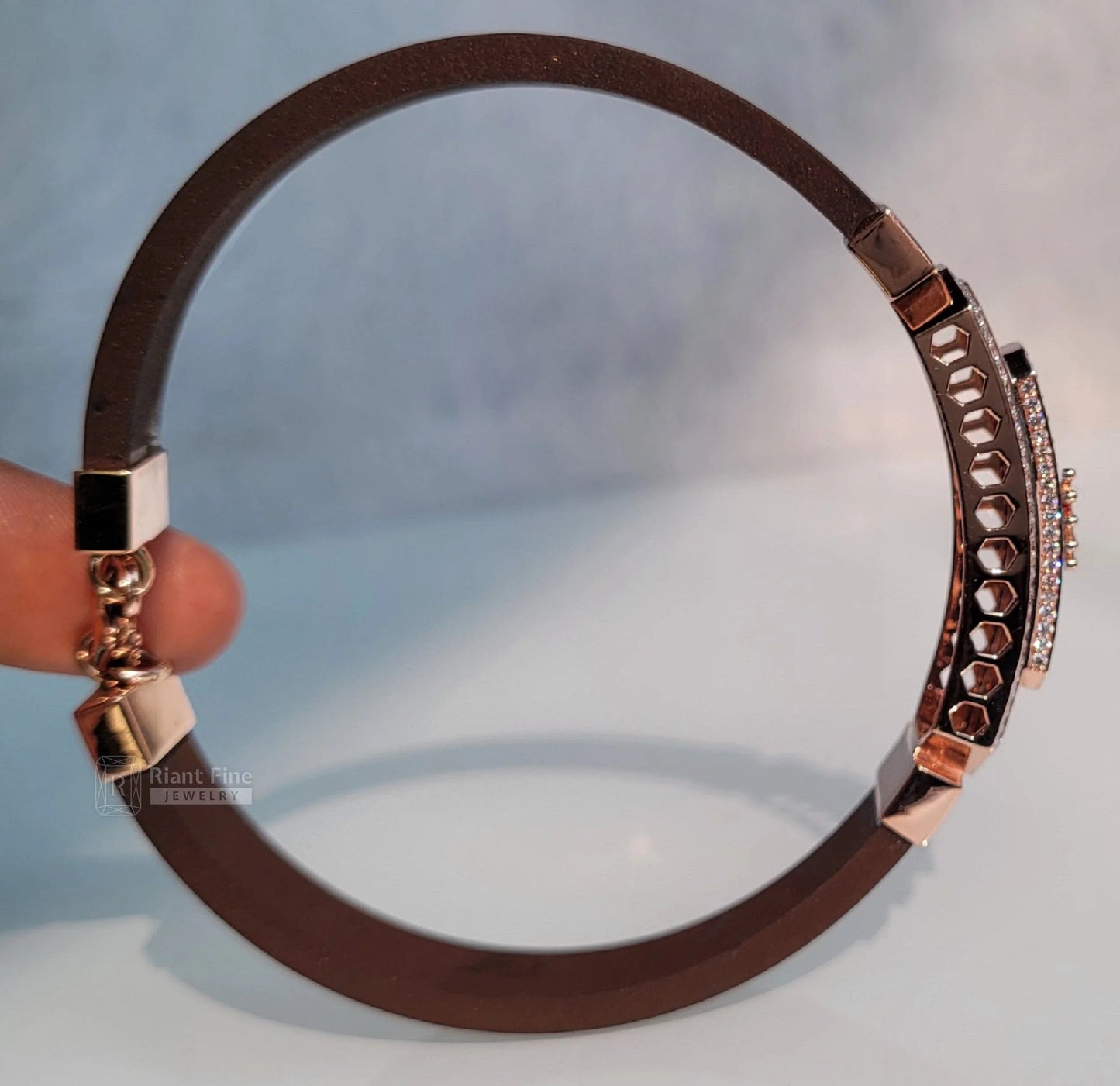 14K Rose Gold Men's Lab Grown Diamond Bracelet - Riant Fine Jewelry LLC