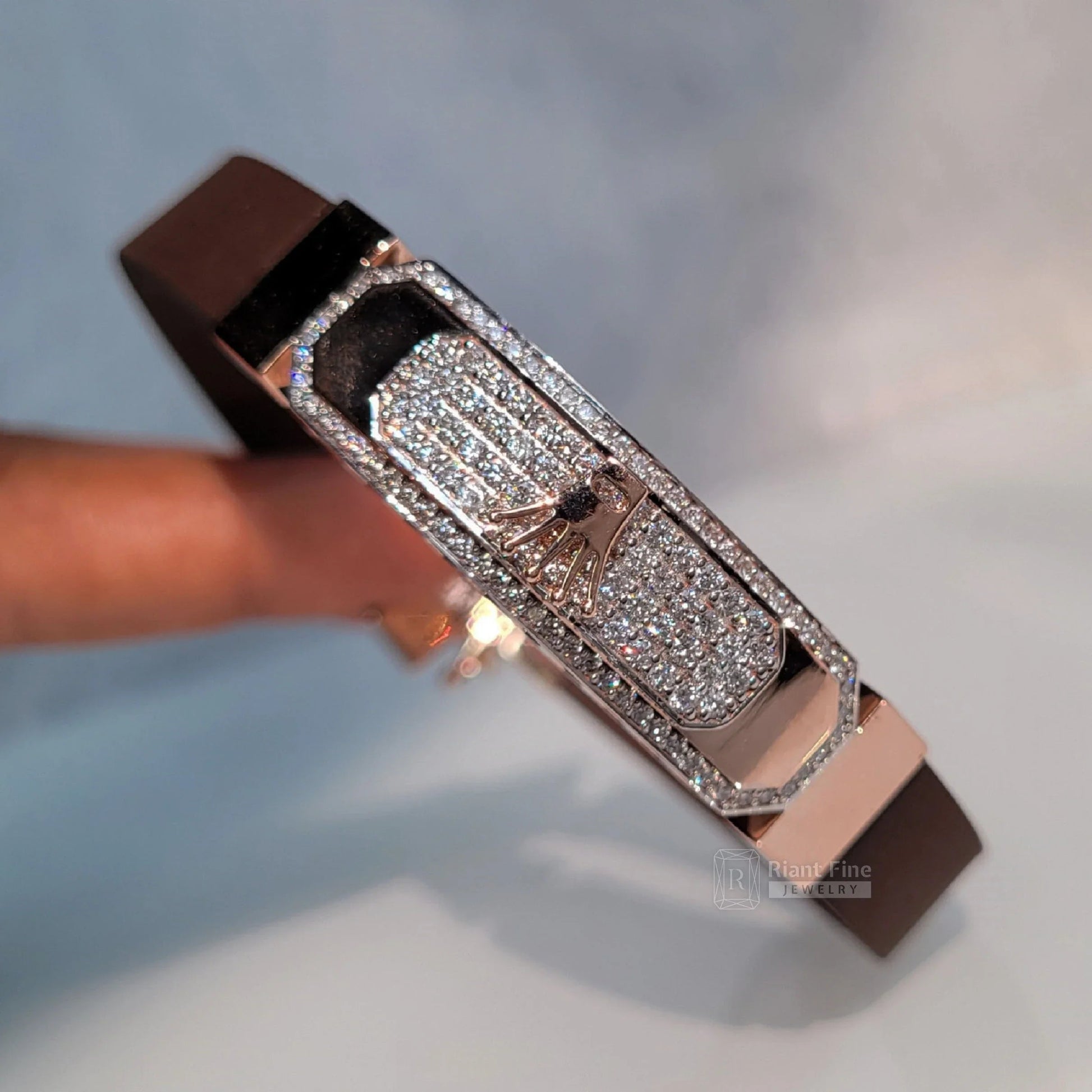 14K Rose Gold Men's Lab Grown Diamond Bracelet - Riant Fine Jewelry LLC