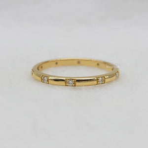 14K Solid Gold Round Diamond Wedding Band