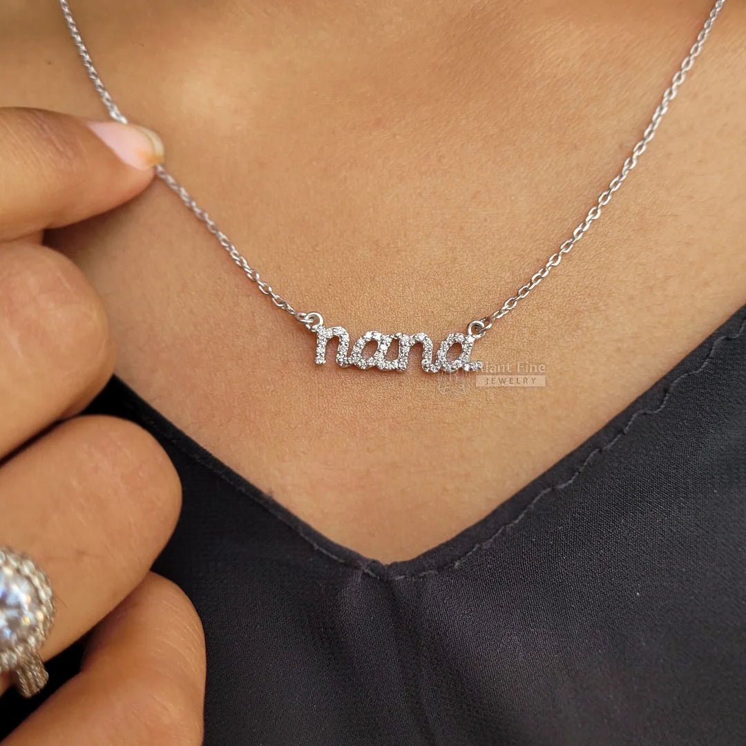 14K White Gold Custom Name Necklace - Riant Fine Jewelry