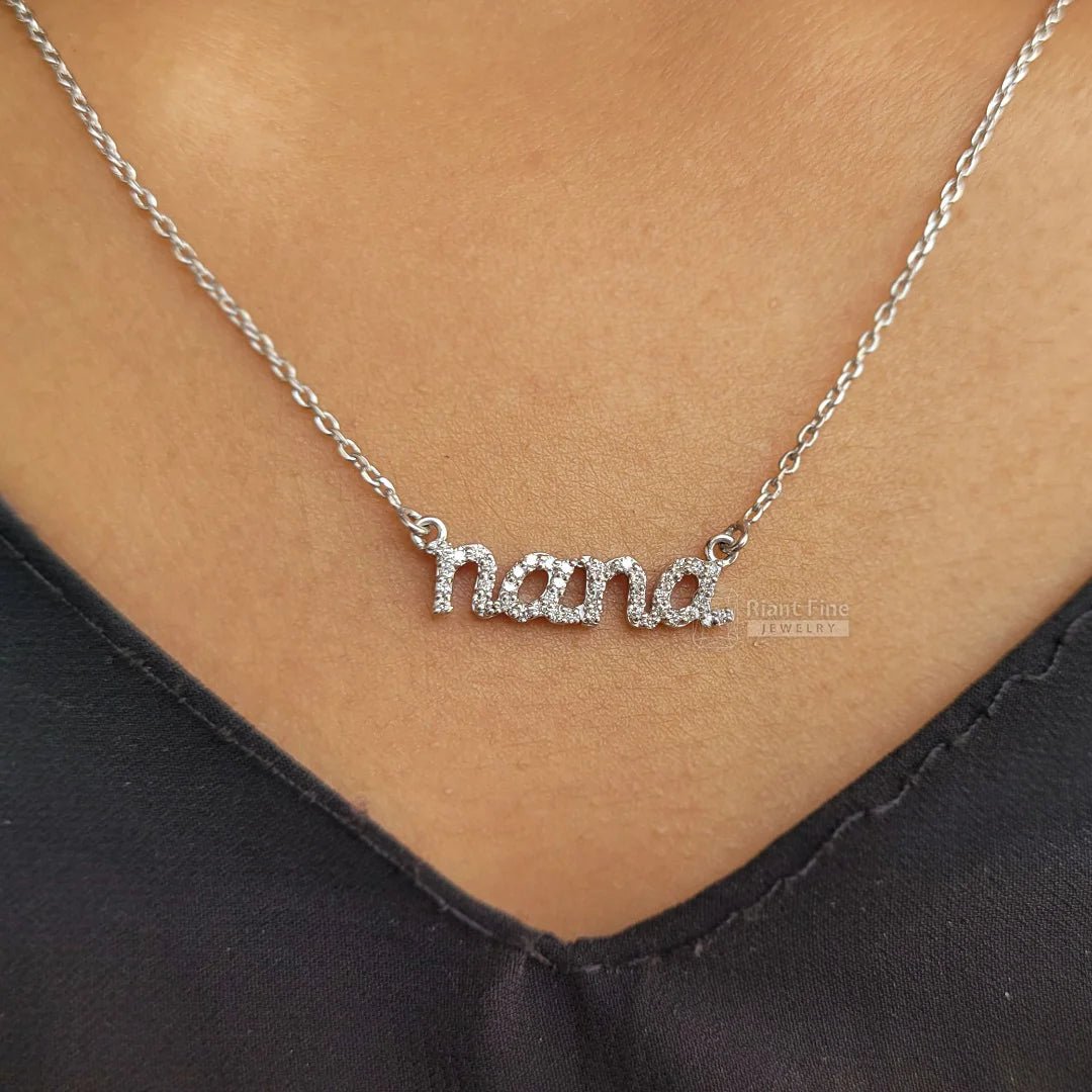 14K White Gold Custom Name Necklace - Riant Fine Jewelry