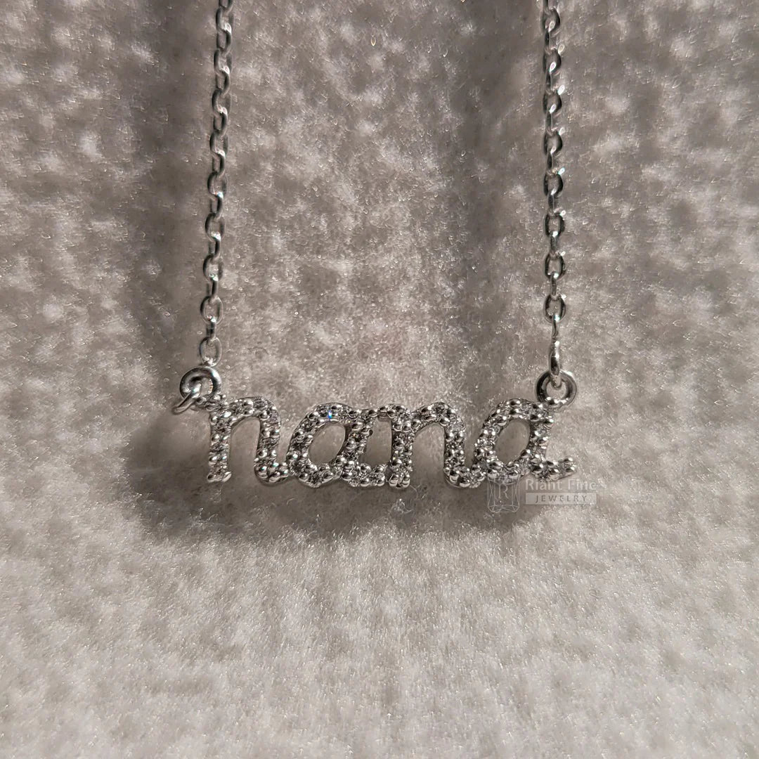 14K White Gold Custom Name Necklace - Riant Fine Jewelry