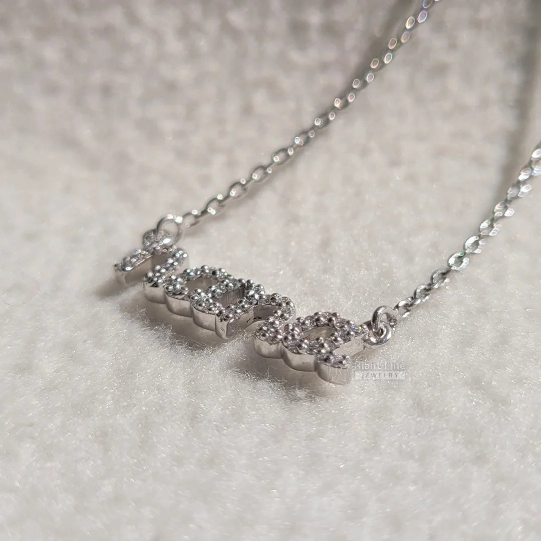 14K White Gold Custom Name Necklace - Riant Fine Jewelry