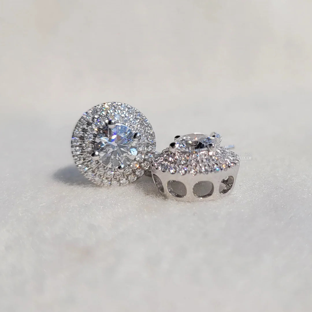 Gold Round Diamond Earrings