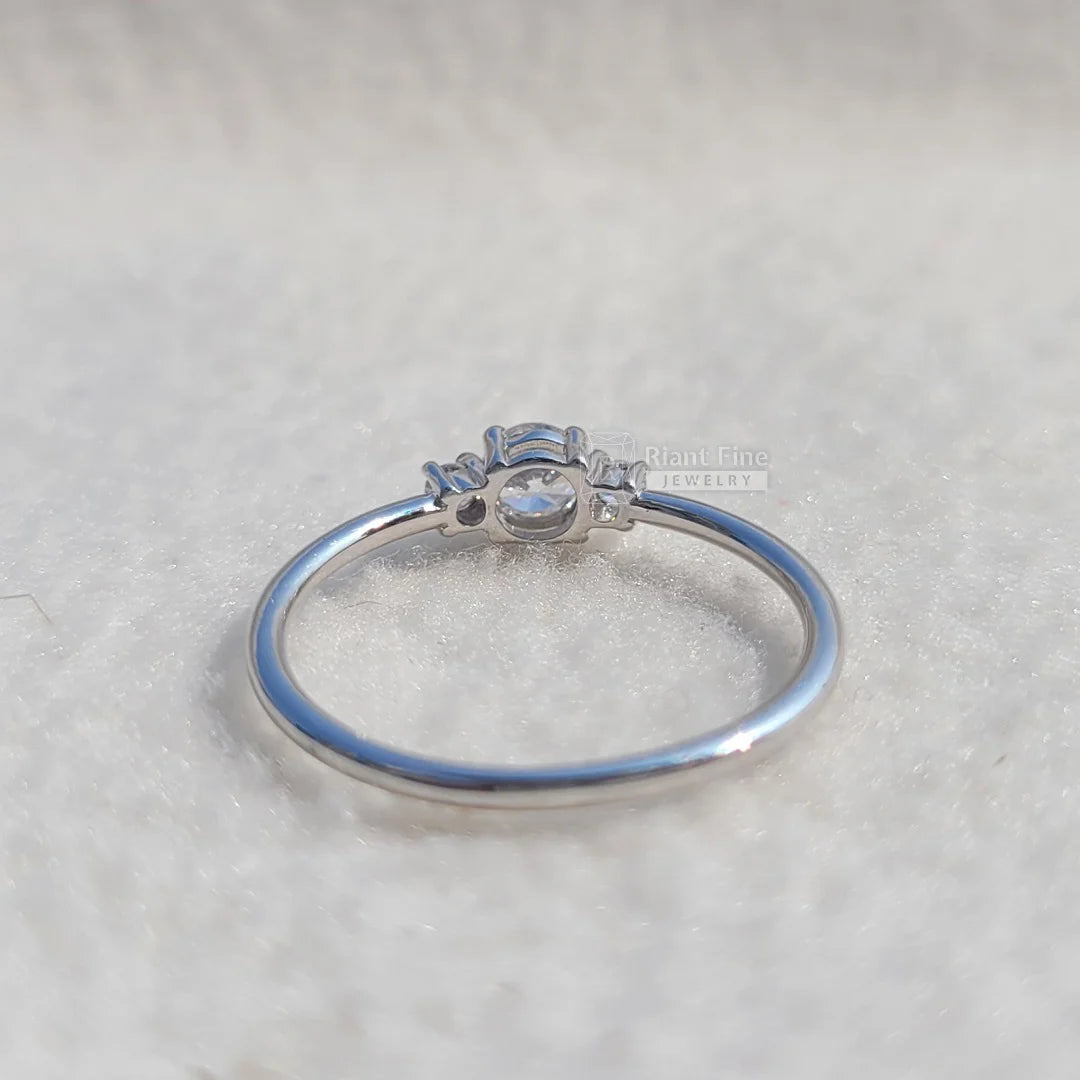 14K White Gold Three Stone Ring