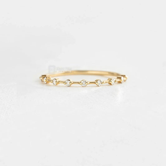 14K Yellow Gold Half Eternity Band For Daily Wear - Riant Fine Jewelry LLC