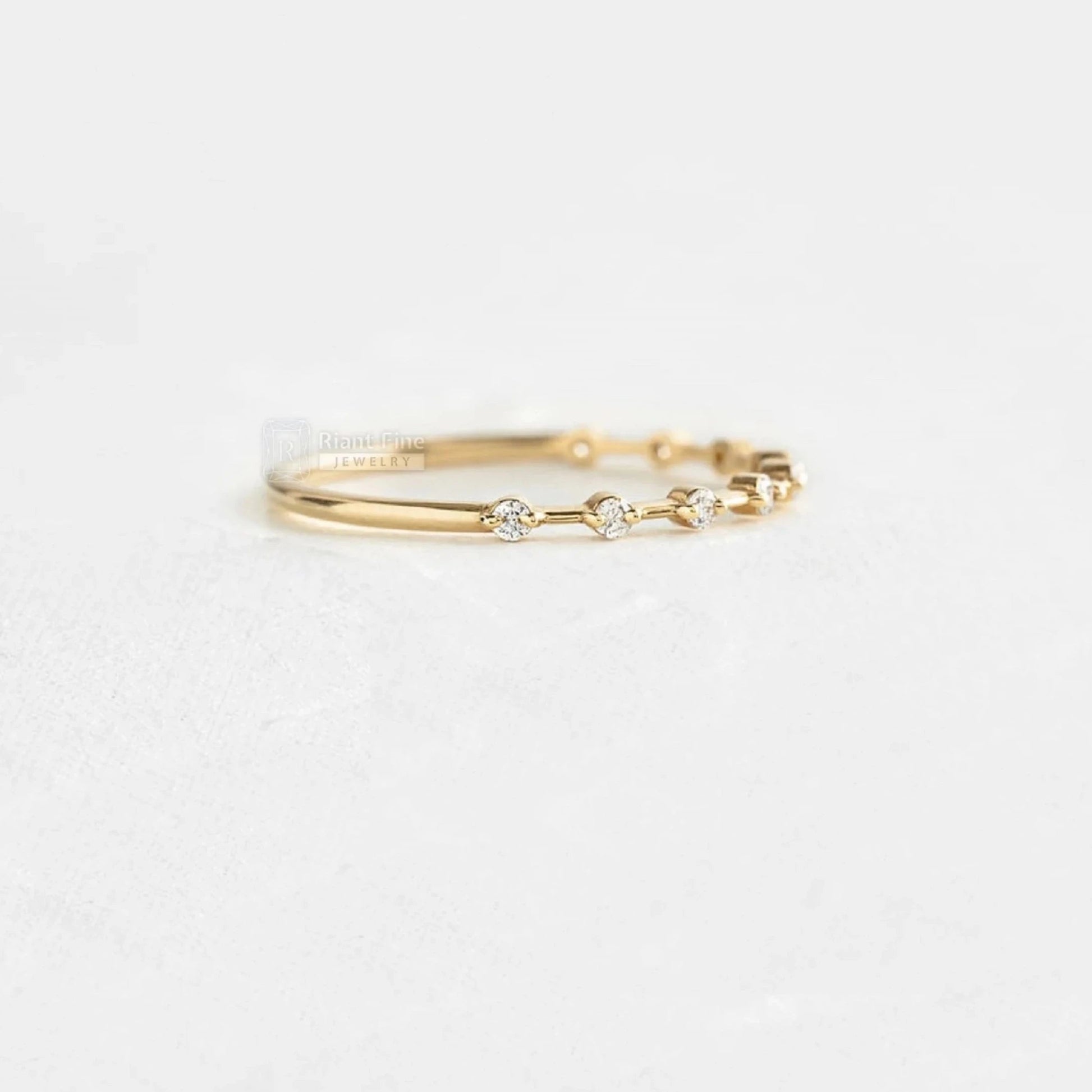 14K Yellow Gold Half Eternity Band For Daily Wear - Riant Fine Jewelry LLC