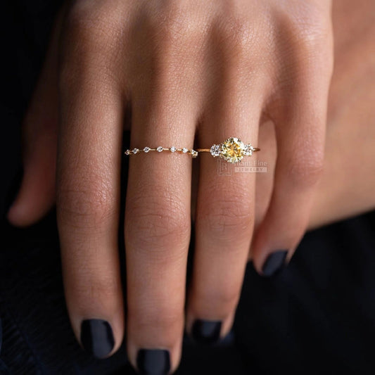 14K Yellow Gold Half Eternity Band For Daily Wear - Riant Fine Jewelry LLC