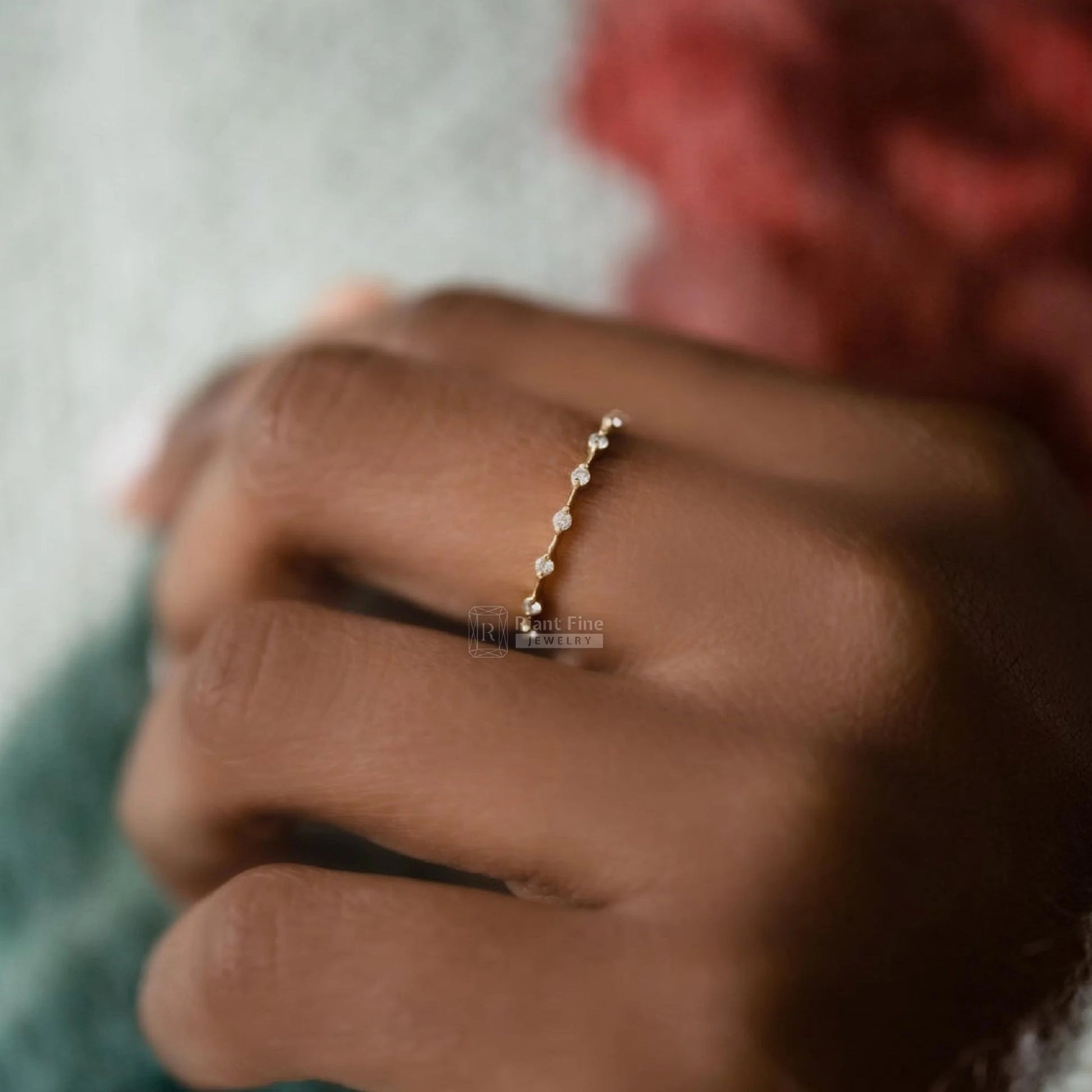 14K Yellow Gold Half Eternity Band For Daily Wear - Riant Fine Jewelry LLC