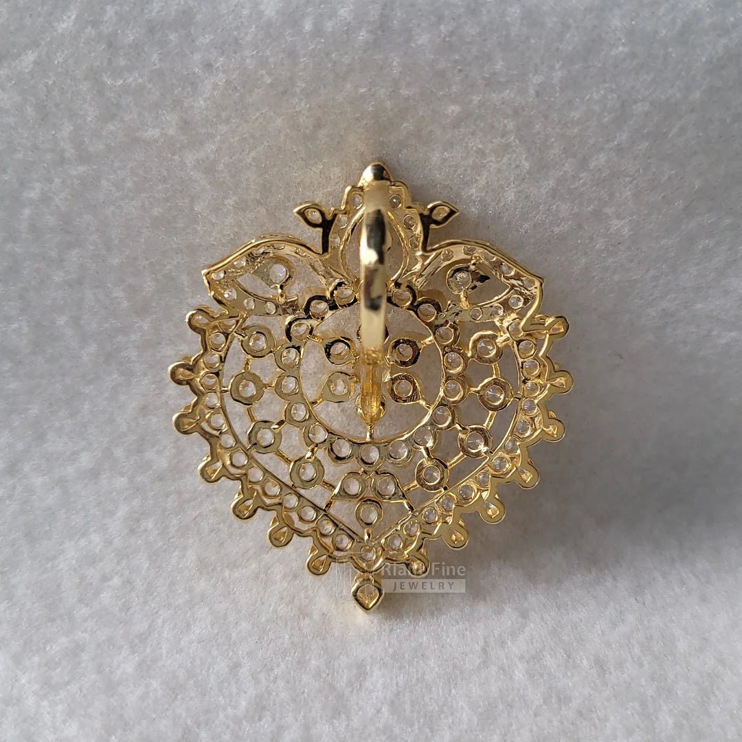14K Yellow Gold Round Cut Moissanite Diamond Pendant - Riant Fine Jewelry LLC