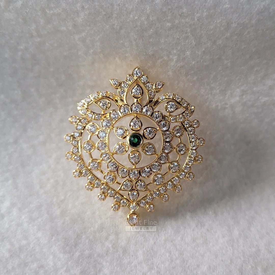 14K Yellow Gold Round Cut Moissanite Diamond Pendant - Riant Fine Jewelry LLC