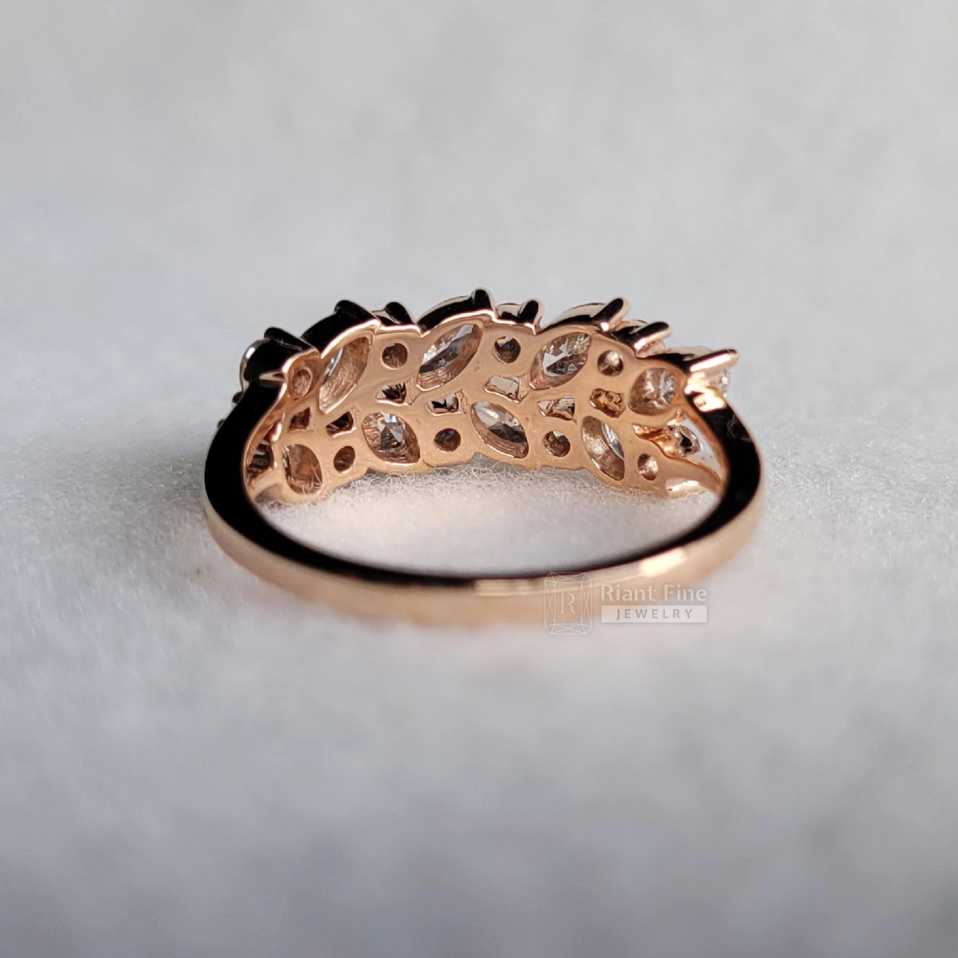 Riant Fine Jewelry : 14k rose gold stackable band, handmade jewelry, lab grown diamond