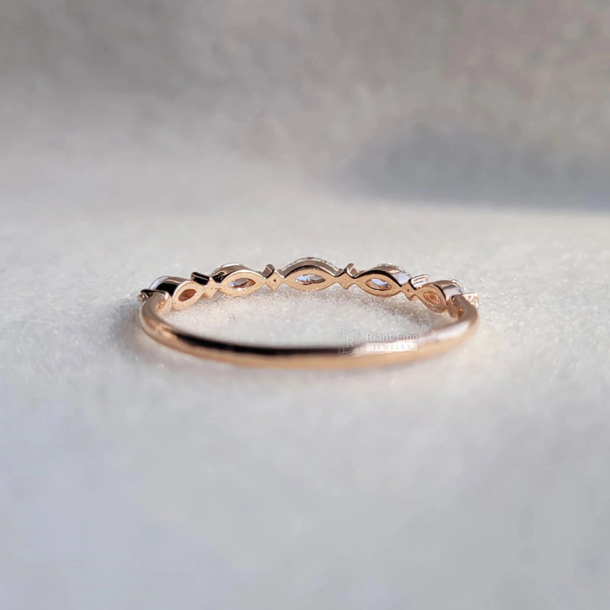 Riant Fine Jewelry : 14k rose gold diamond bands, handmade jewelry