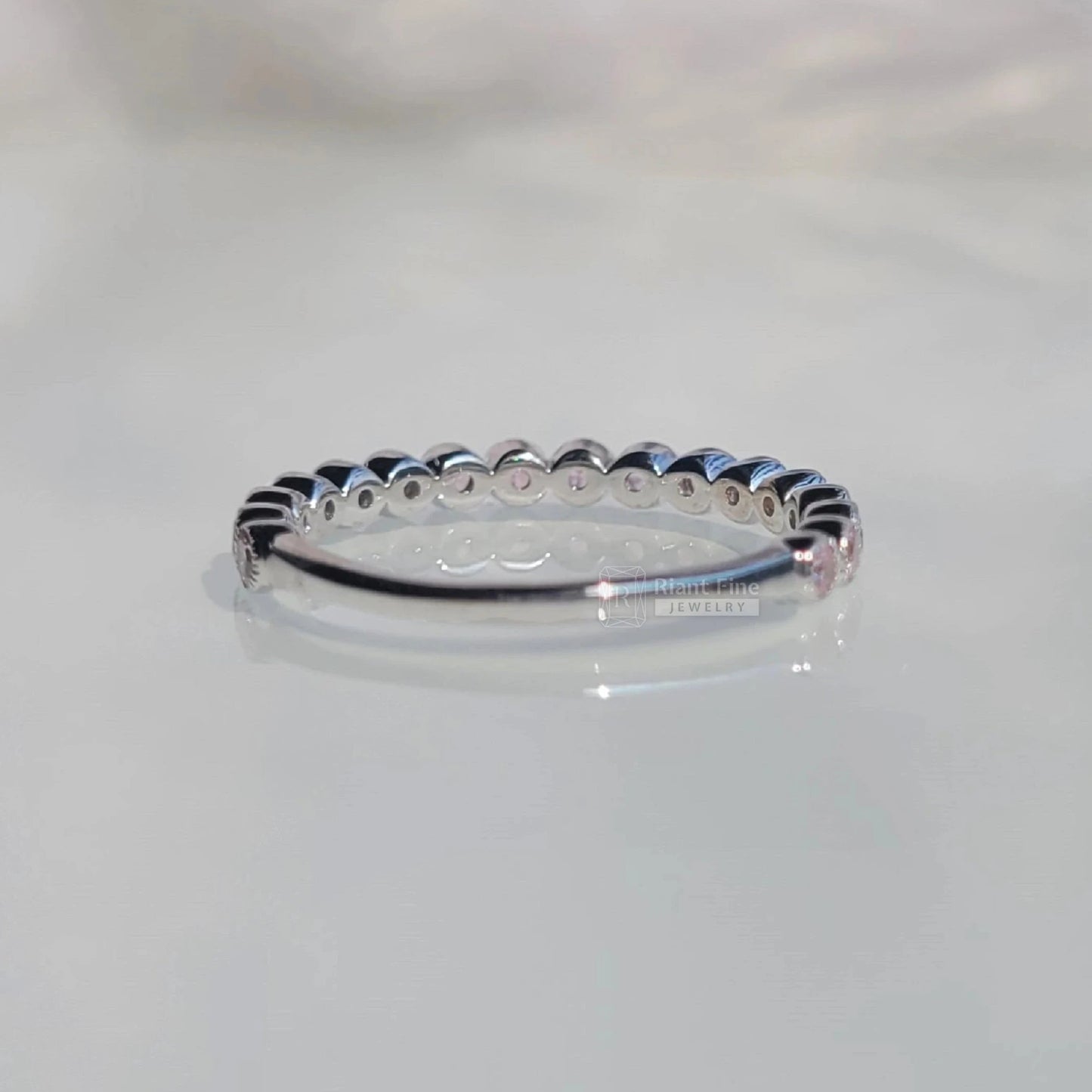 Round Pink Diamond Wedding Band