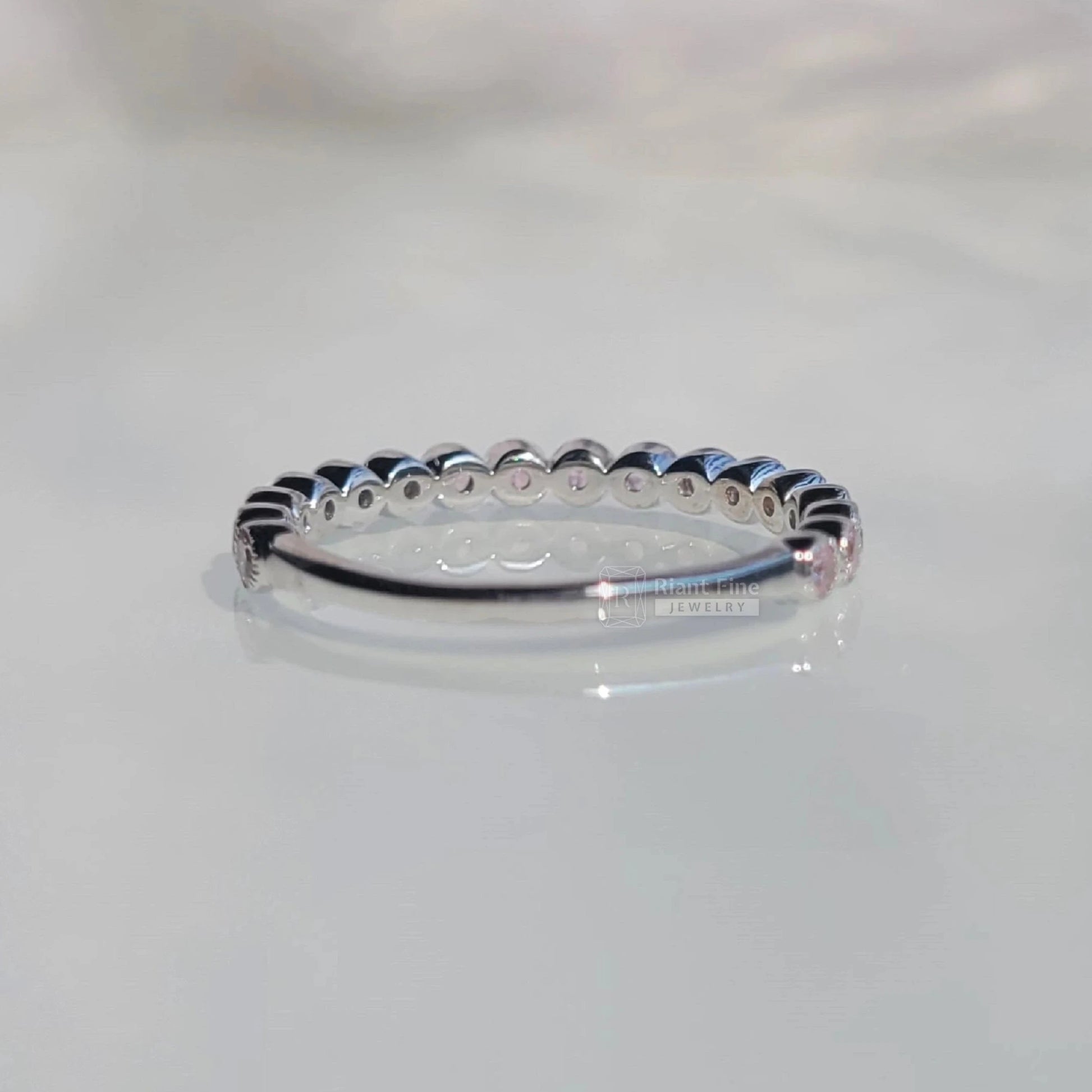 Round Pink Diamond Wedding Band