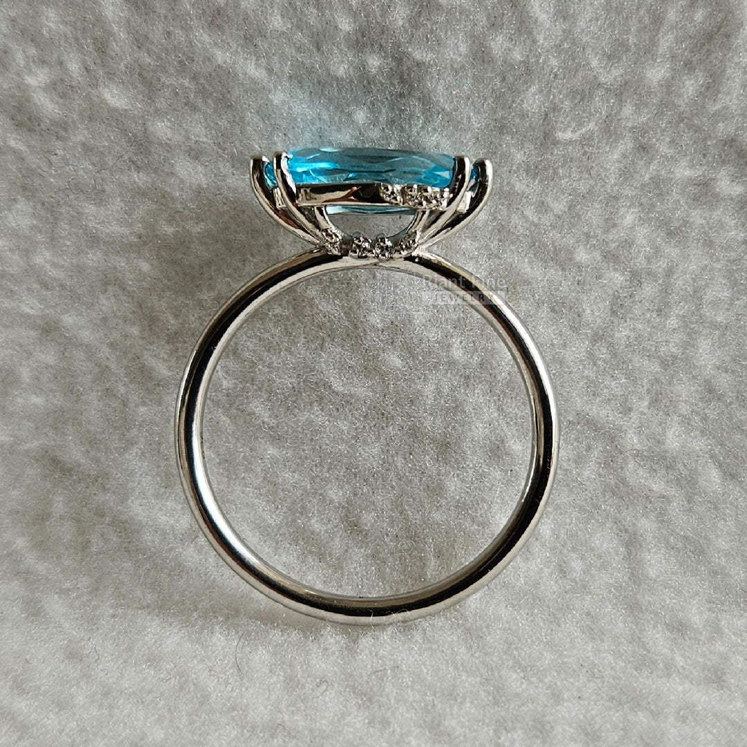 1.5 Ct East West Marquise Cut Aquamarine Engagement Ring - Riant Fine Jewelry