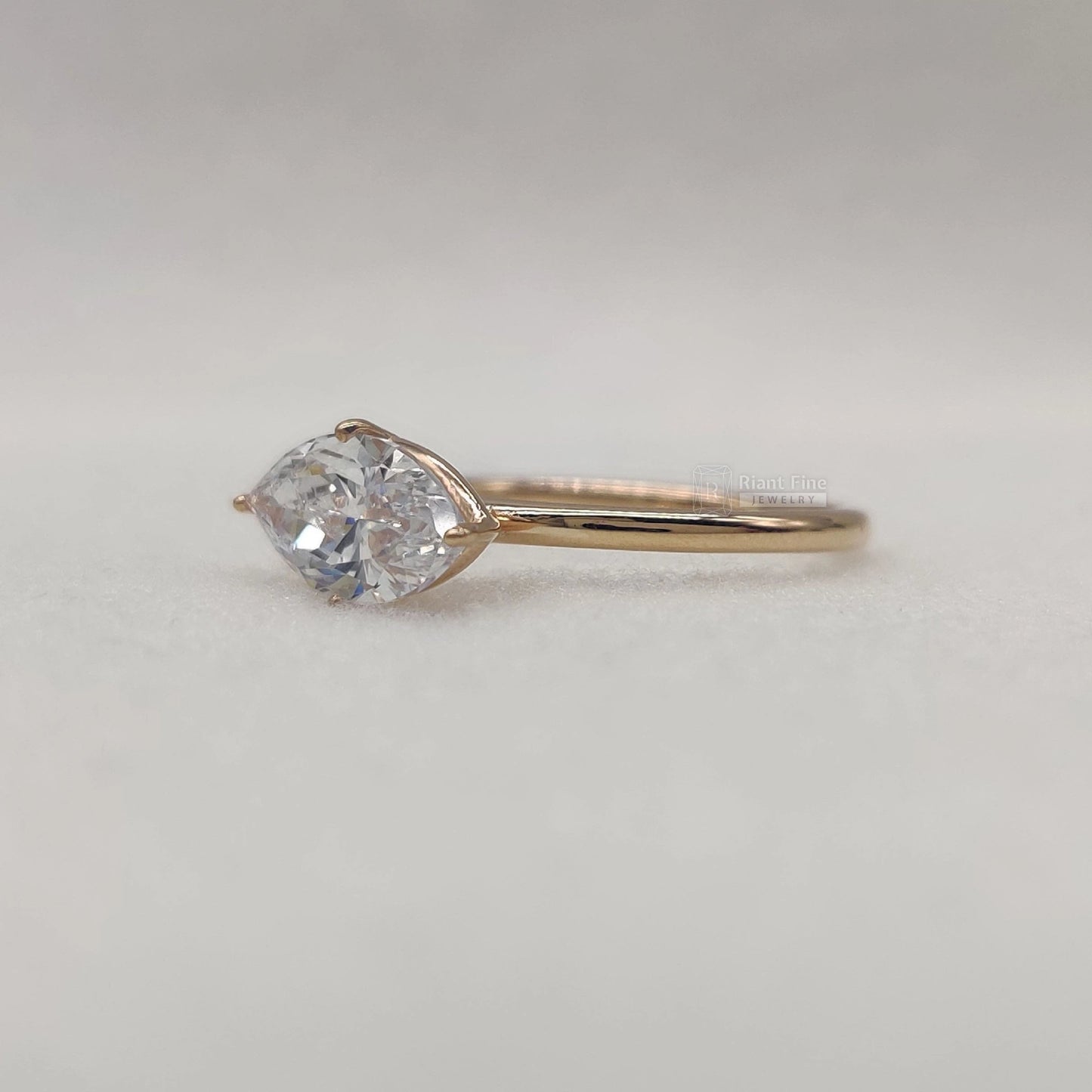 1.5 Ct East West Marquise Cut Lab Grown Diamond Solitaire Ring - Riant Fine Jewelry LLC