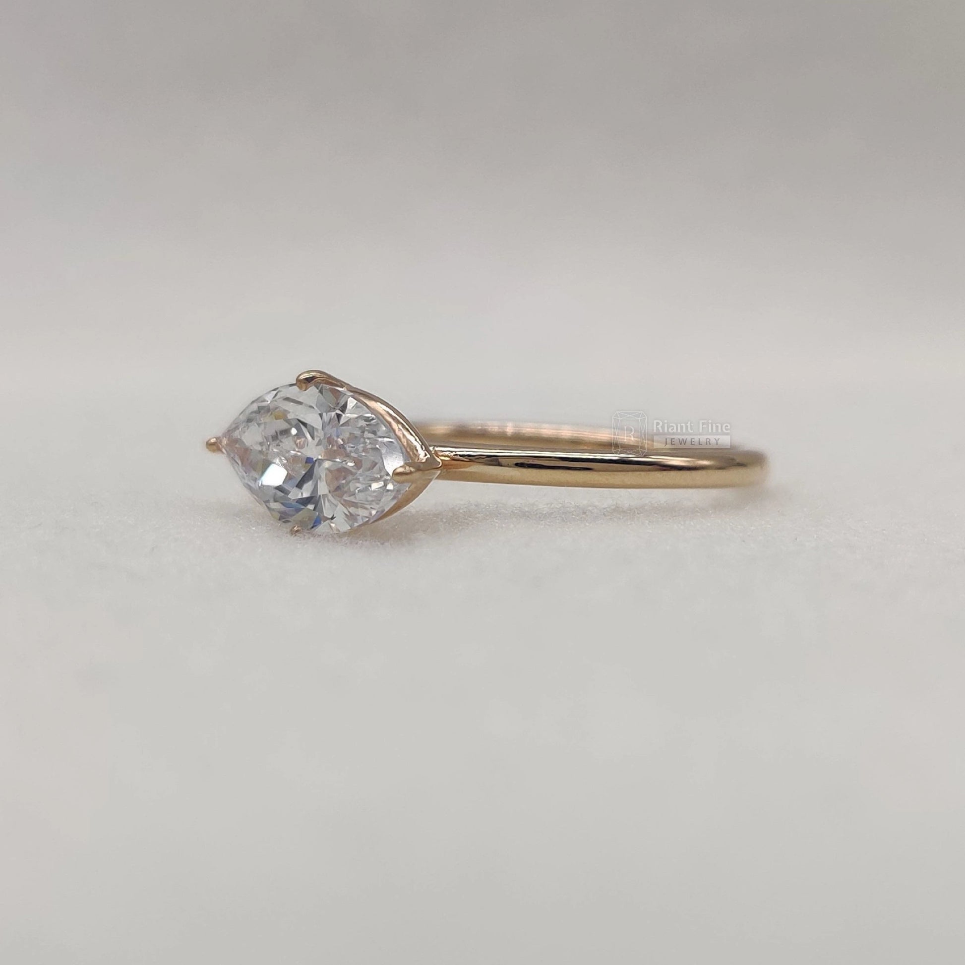 1.5 Ct East West Marquise Cut Lab Grown Diamond Solitaire Ring - Riant Fine Jewelry LLC