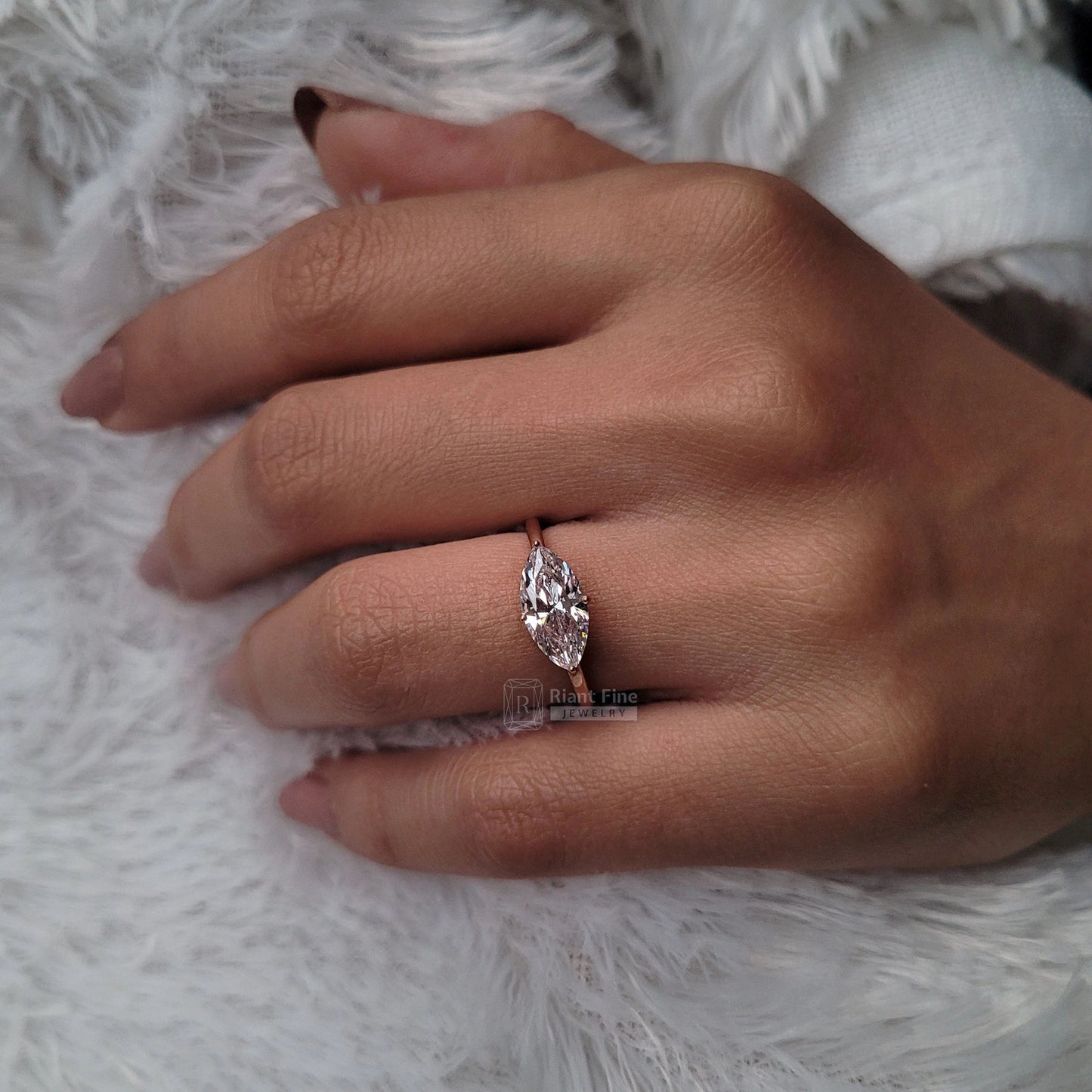 1.5 Ct East West Marquise Cut Lab Grown Diamond Solitaire Ring - Riant Fine Jewelry LLC