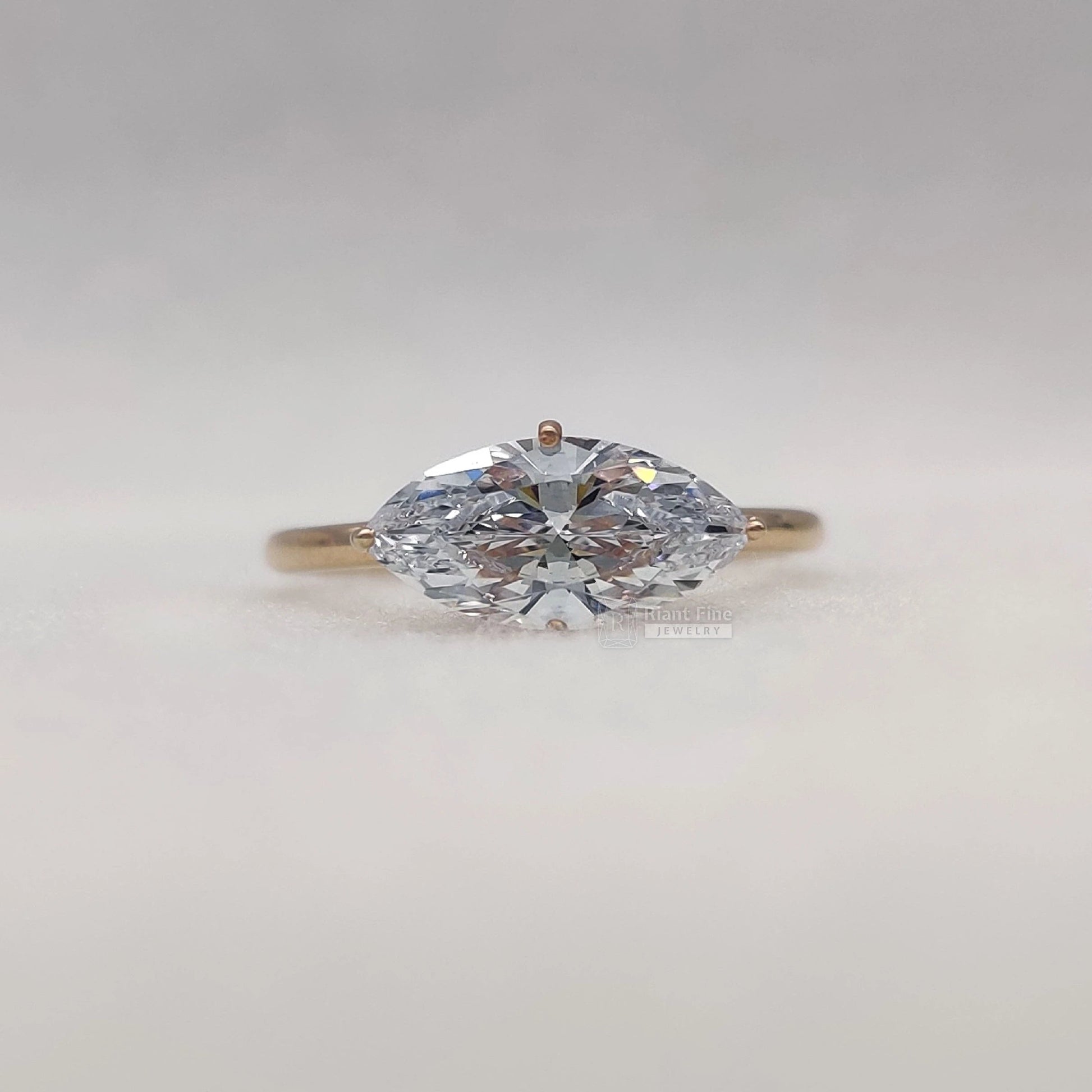 1.5 Ct East West Marquise Cut Lab Grown Diamond Solitaire Ring - Riant Fine Jewelry LLC