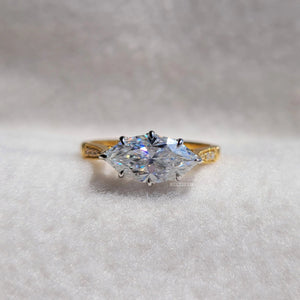 1.5 Ct East West Marquise Lab Grown Vintage Engagement Rings