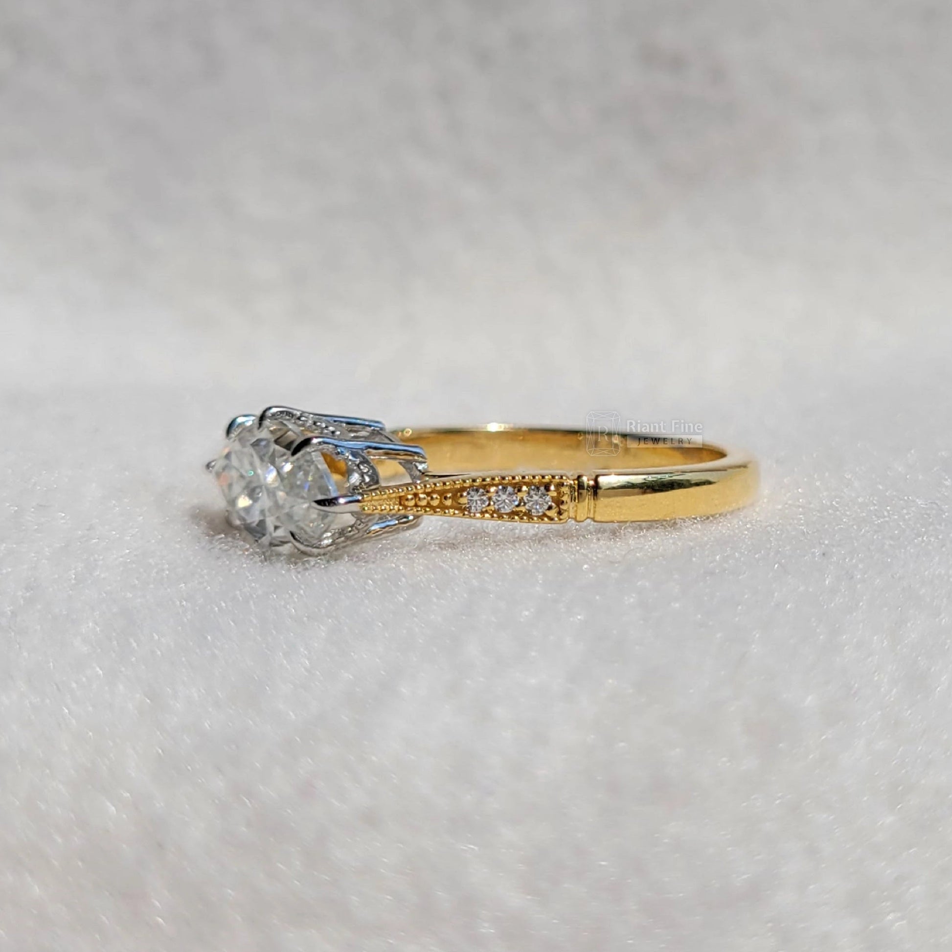 1.5 Ct East West Marquise Lab Grown Vintage Engagement Rings - Riant Fine Jewelry LLC