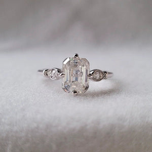 1.5 Ct Emerald Cut Lab Diamond Vintage Engagement Ring