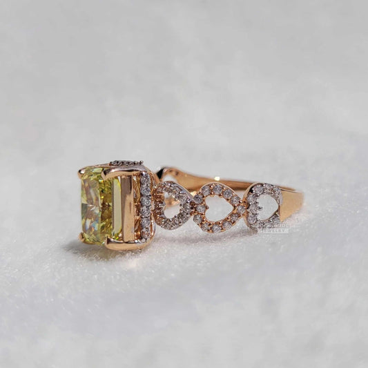 1.5 Ct Fancy Yellow Radiant Moissanite Art Deco Engagement Ring - Riant Fine Jewelry LLC